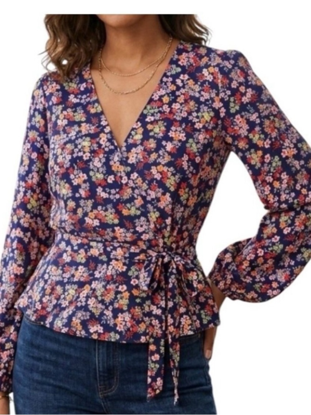 BANANA REPUBLIC FLORAL WRAP TOP